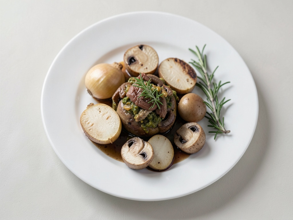 Peperoncino selvatico al vino rosso con funghi champignon