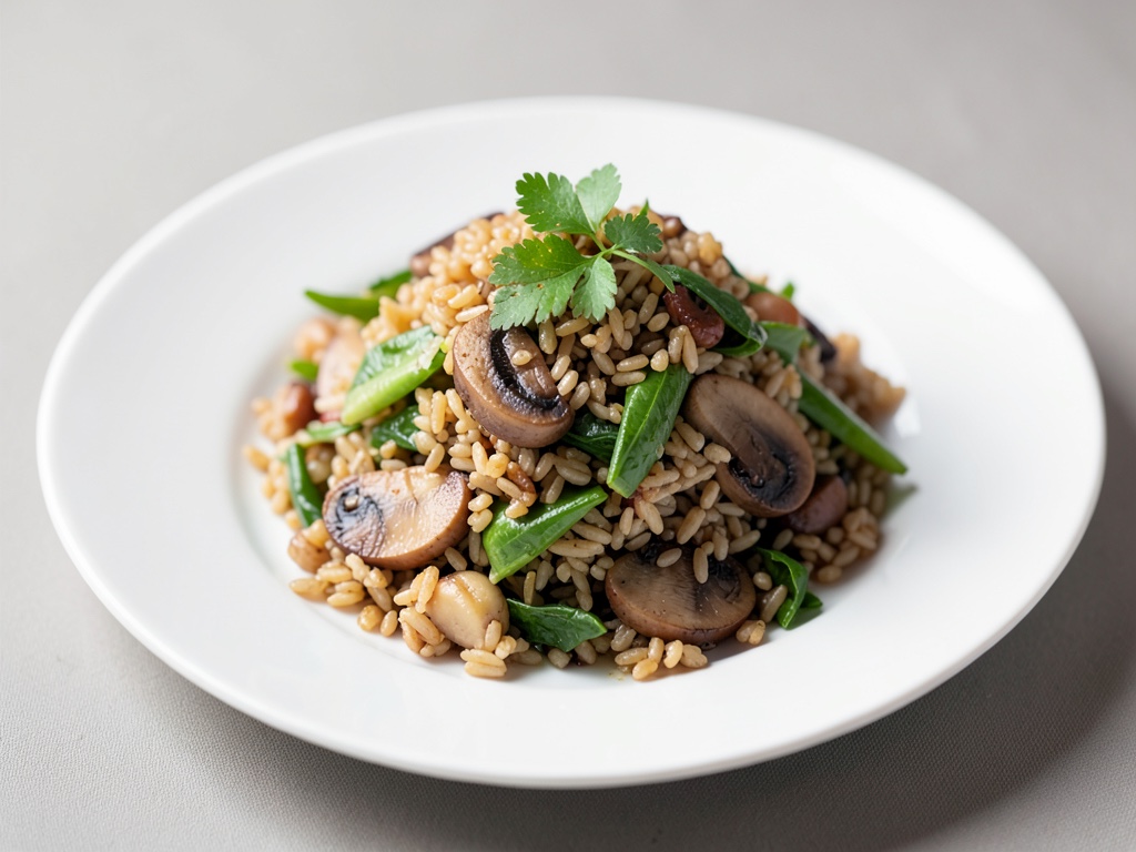 Insalata croccante di riso selvatico e funghi