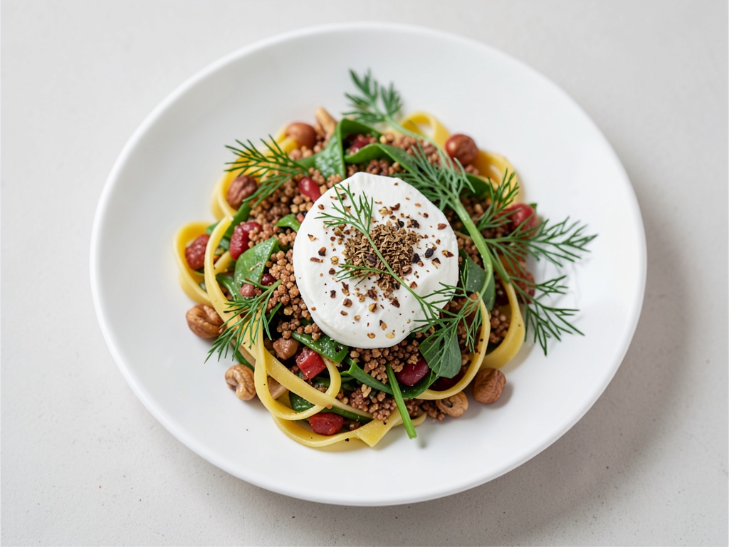 Insalata di pasta mista con ceci tostati e Burrata