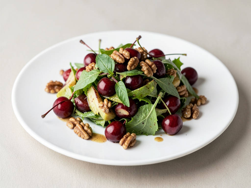 Insalata di campo autunnale con ciliegie e noci