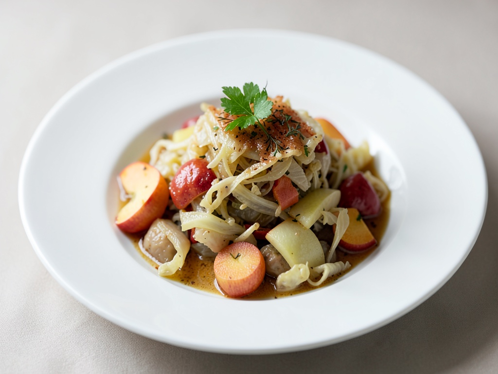 Verduras de col rizada y manzana con lentejas