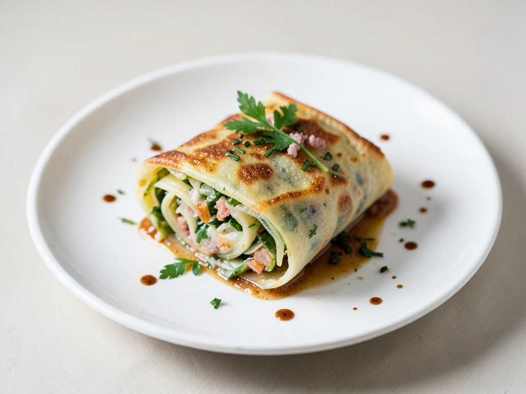 Rollitos de crepes con col rizada