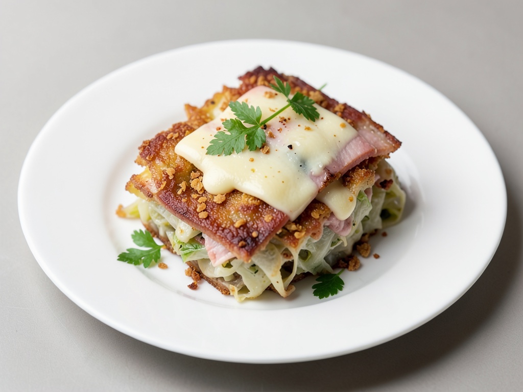 Gratin croustillant au chou frisé, jambon et fromage