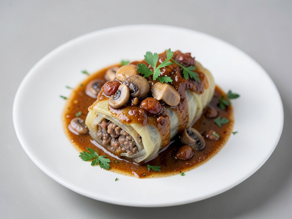 Tasche di verza con ripieno di castagne e crema di funghi