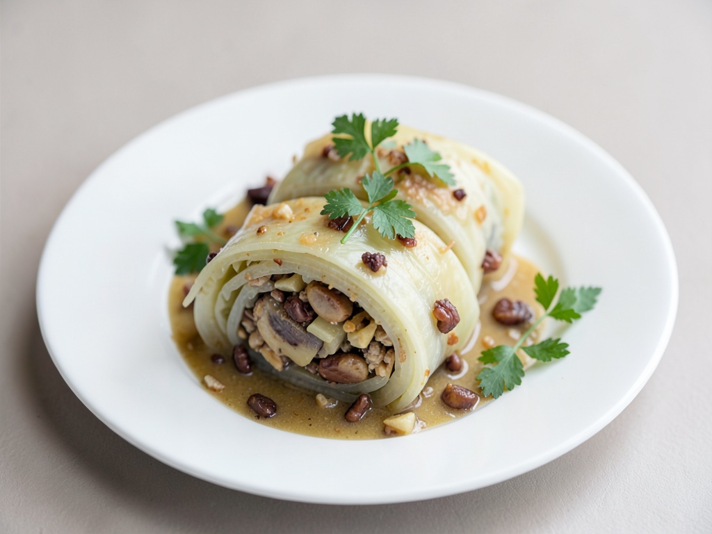 Roulade di verza con ripieno di patate e castagne
