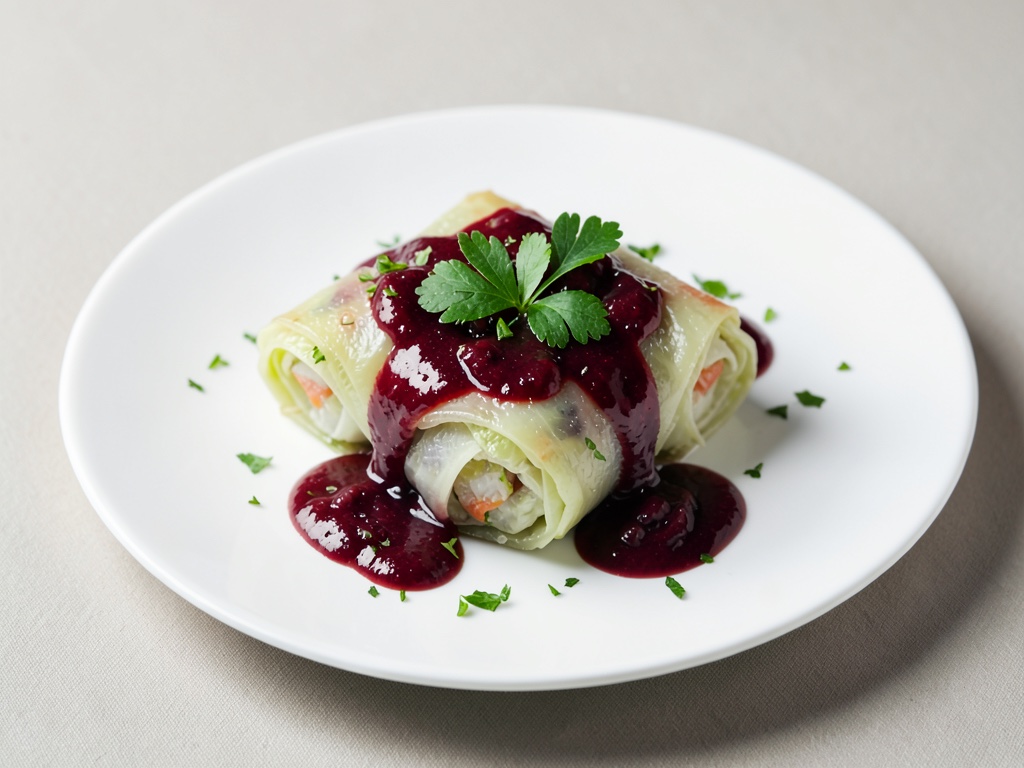 Roulades de chou frisé à la sauce aux raisins