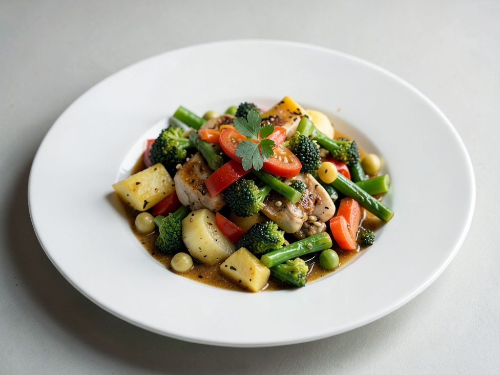 Wok con verdure e ananas