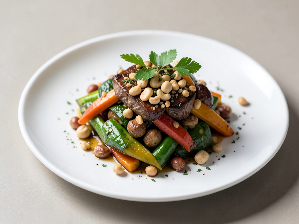 Wok-Gemüse-Pfanne mit Cashewnüssen