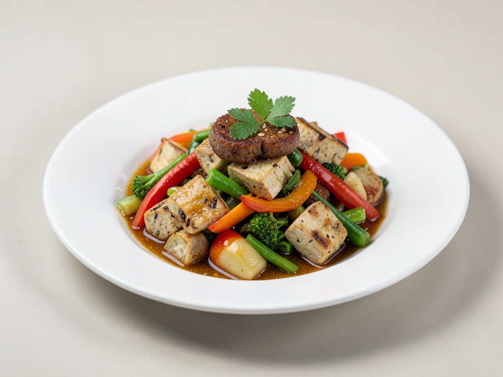 Piatti in Wok con Tofu e verdure colorate