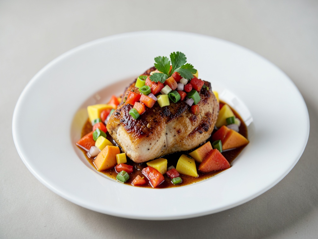 Wok de poulet avec salsa mangue-chili