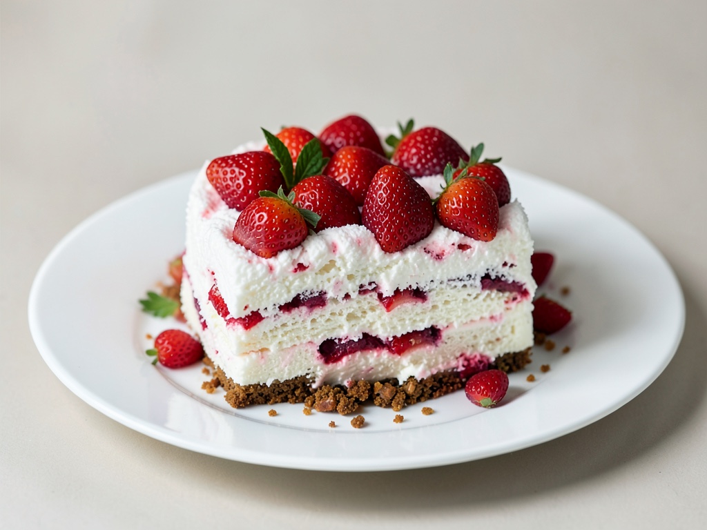 Tarta de nubes esponjosas de fresa y bizcocho