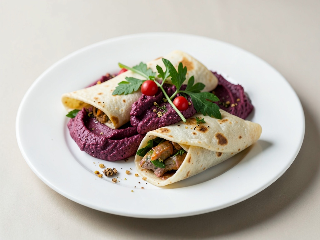 Wraps sin lactosa con humus de remolacha