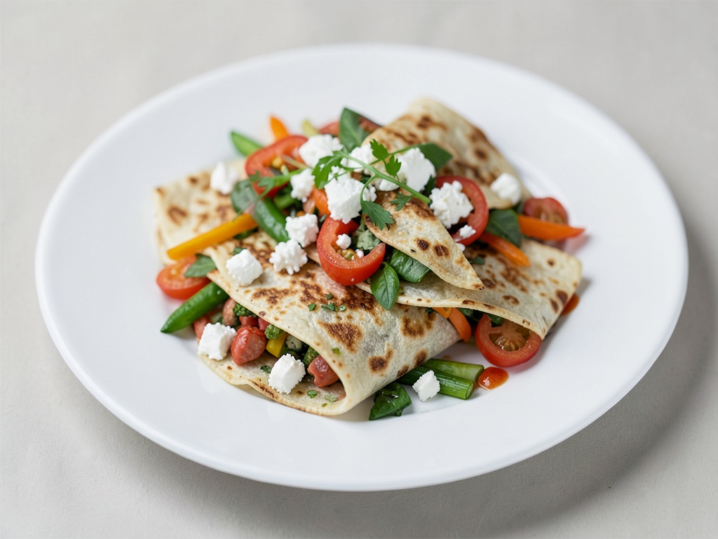 Wraps frescos con feta y verduras de colores