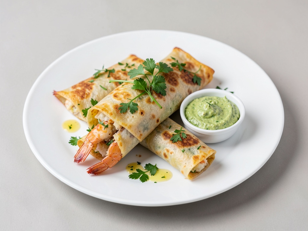 Garnelen-Wraps mit Avocado-Dip