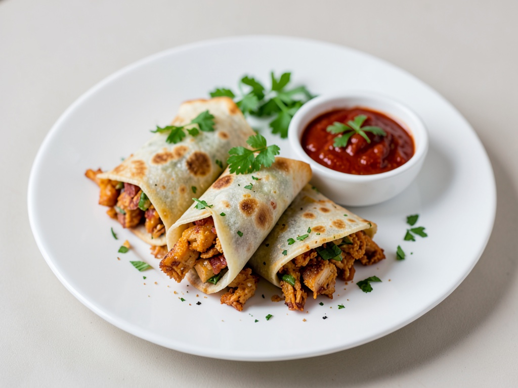 Tortillas di pollo piccanti con salsa al peperoncino