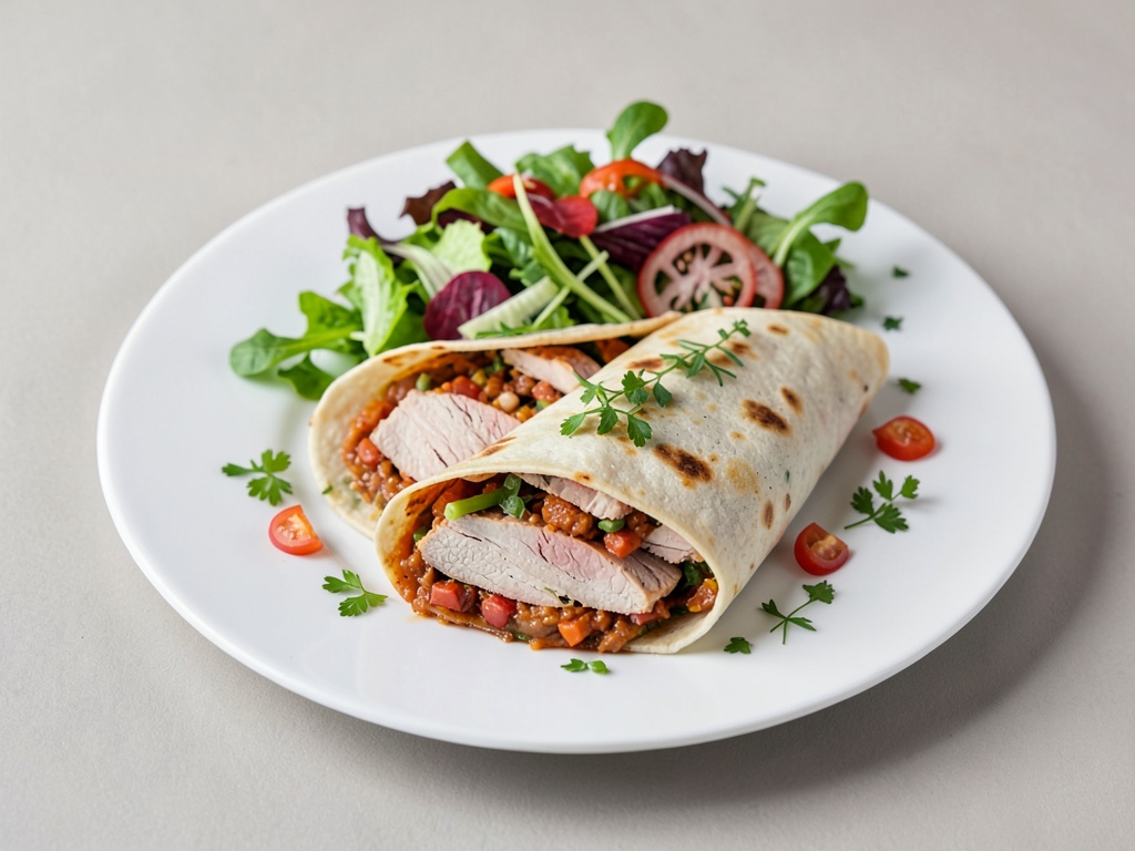 Avvolgimenti di tacchino piccante con insalata fresca