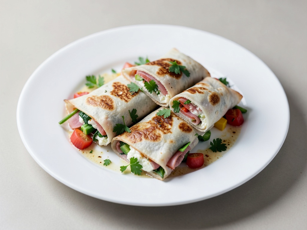 Wraps al formaggio fresco con prosciutto e verdure