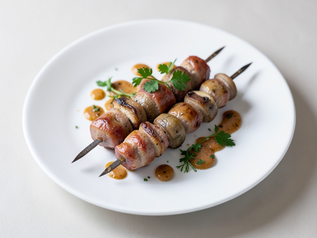 Brochettes de saucisses et champignons