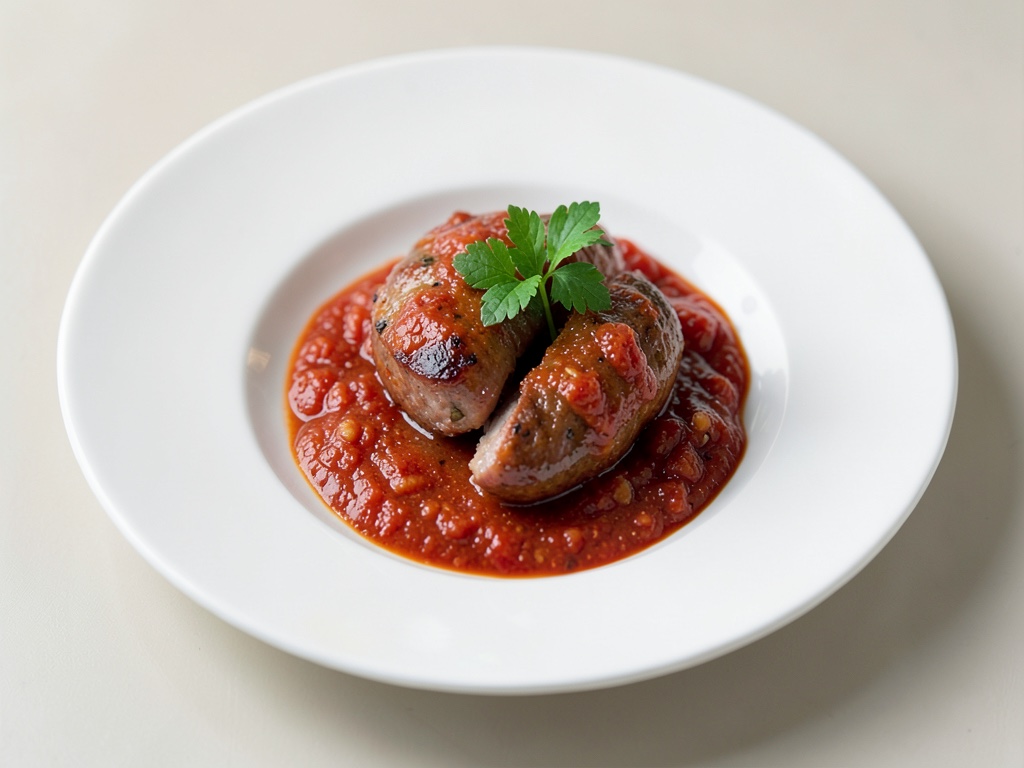 Salsicce con salsa di pomodori