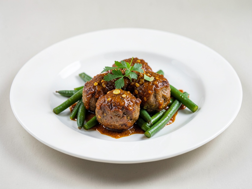 Polpette di agnello speziate con verdure di fagioli