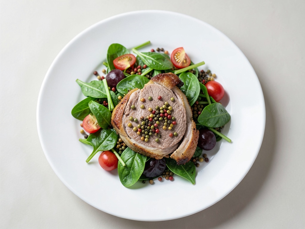 Filetto di pollo piccante con insalata di spinaci