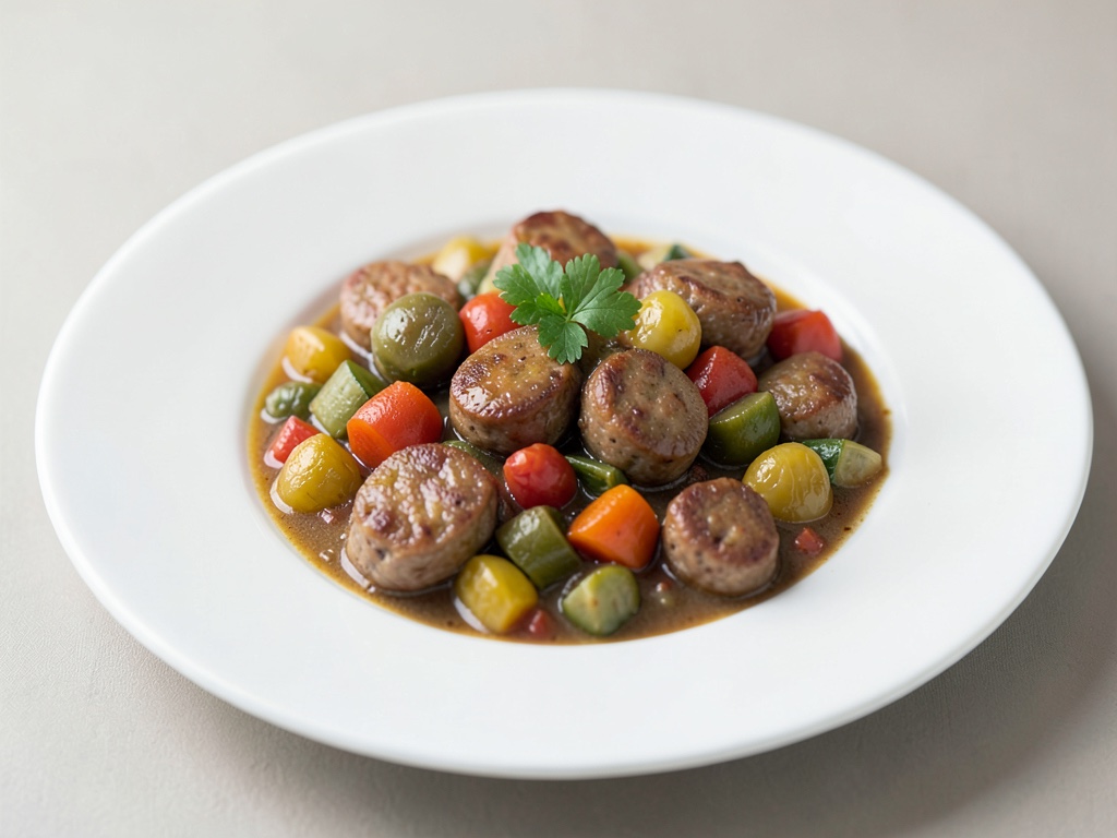 Guiso de verduras con salchichas