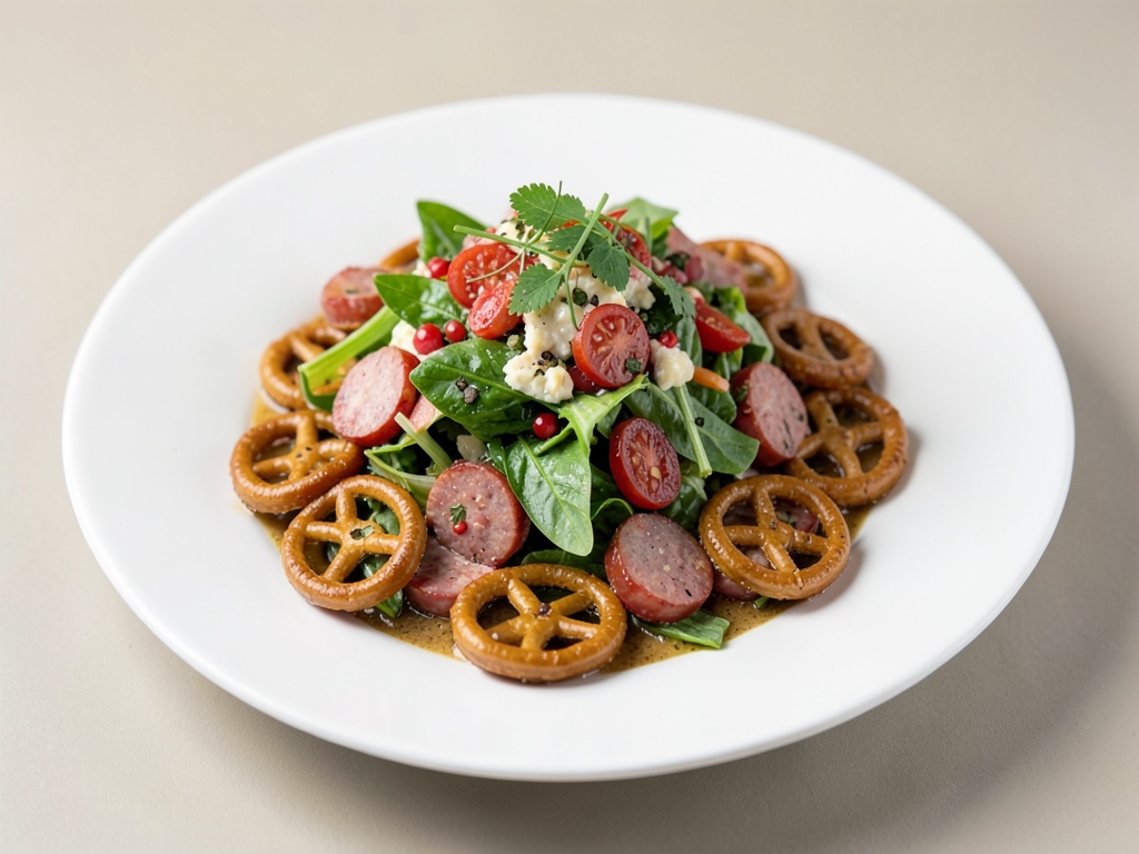 Insalata di salsiccia classica con pretzel