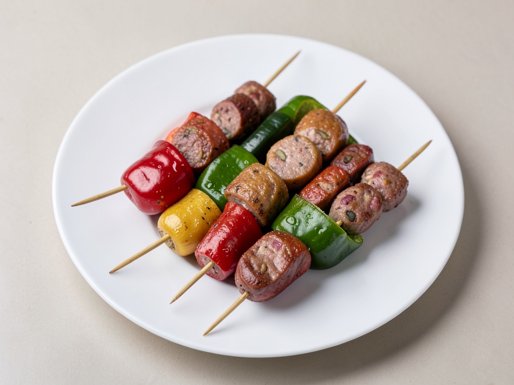 Spiedini di salsiccia e peperone alla griglia