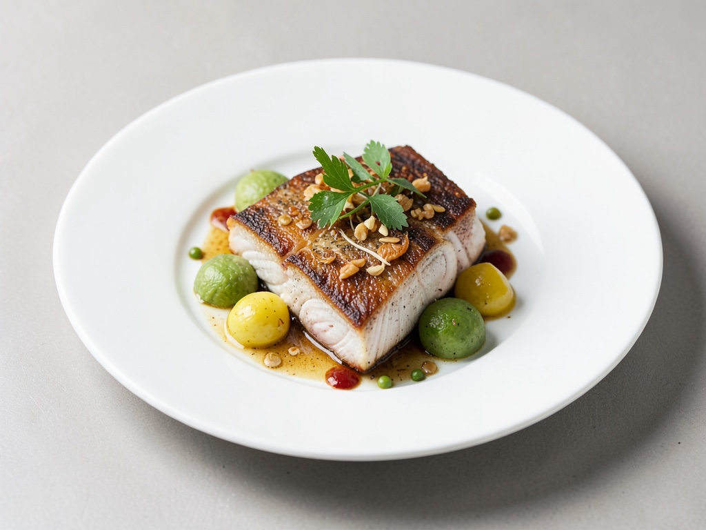 Zander con verdure di rapa e wasabi