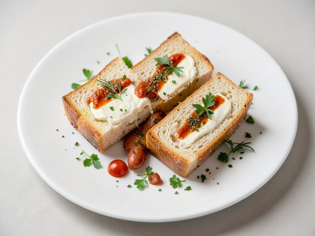 Sándwiches de pan de dos colores con queso crema