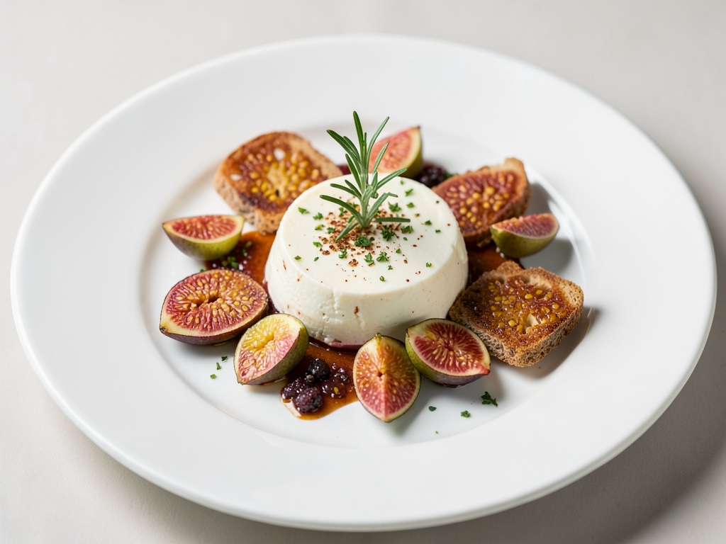 Formaggio fresco di capra con rosmarino, fichi e cracker