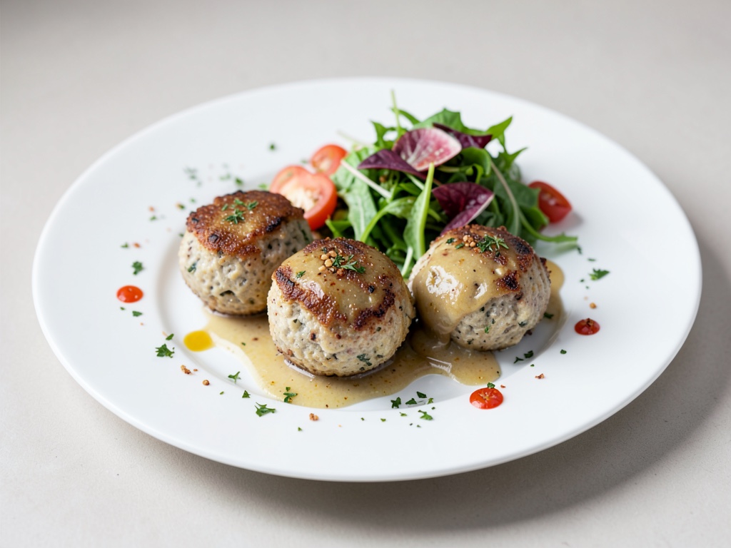 Polpette di gnocchetti di formaggio caprino croccanti con insalata croccante