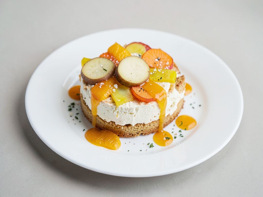Ziegenkäse-Torte mit Karotten und Orangen-Dressing