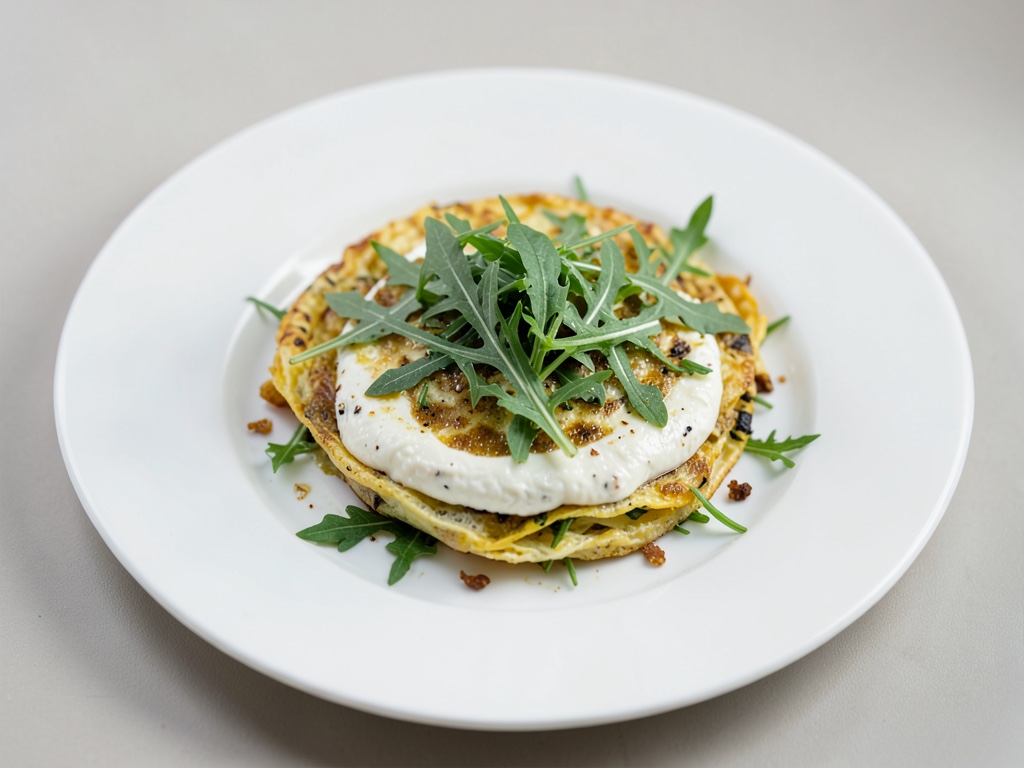 Tortilla de queso de cabra y rúcula