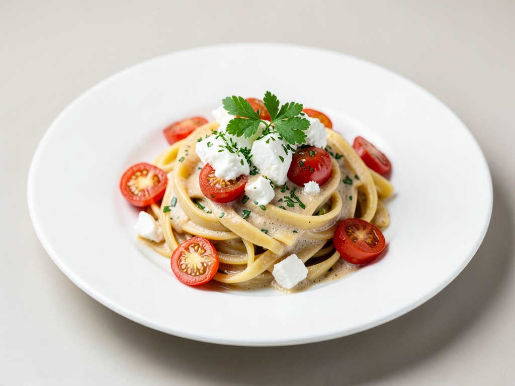 Cremige Pasta mit Ziegenkäse und Tomaten