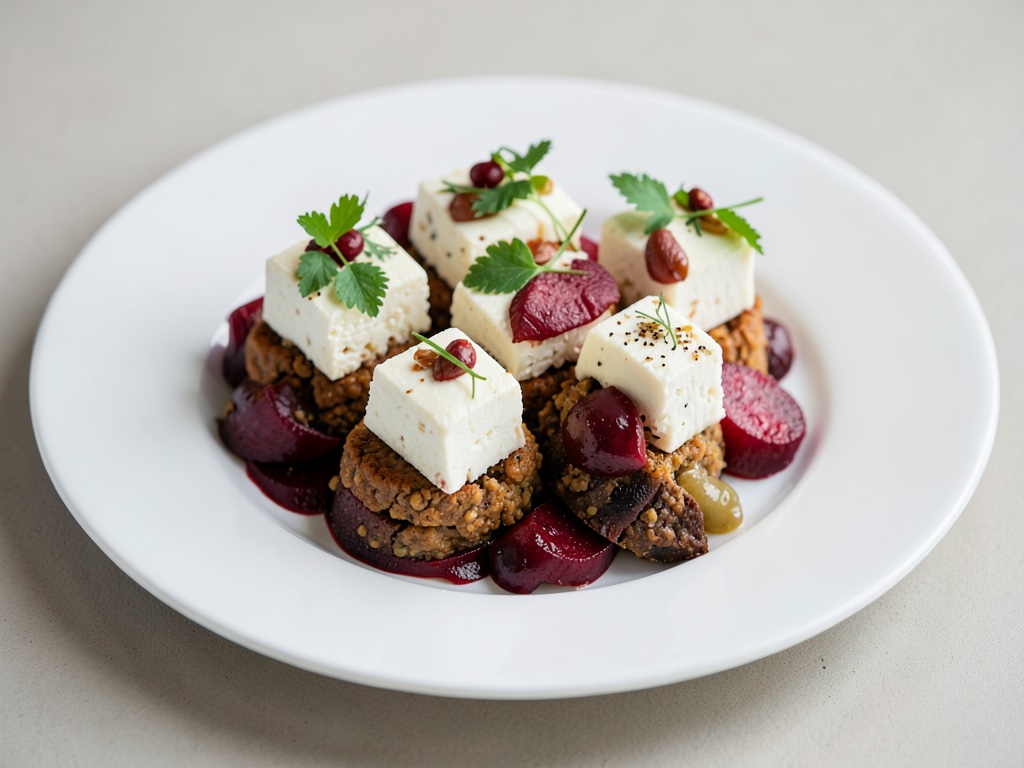 Torrette di formaggio di capra con barbabietola rossa