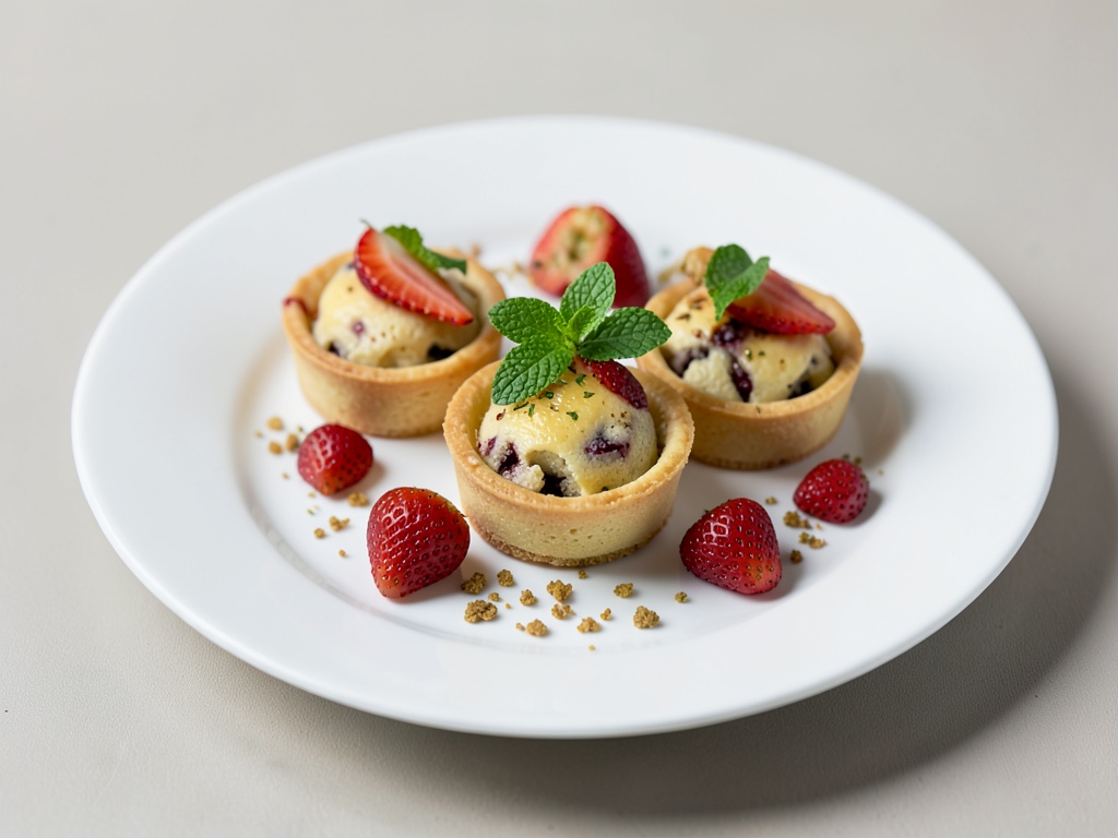 Tartelini al Biscotto al Limone con Insalata di Fragole e Menta
