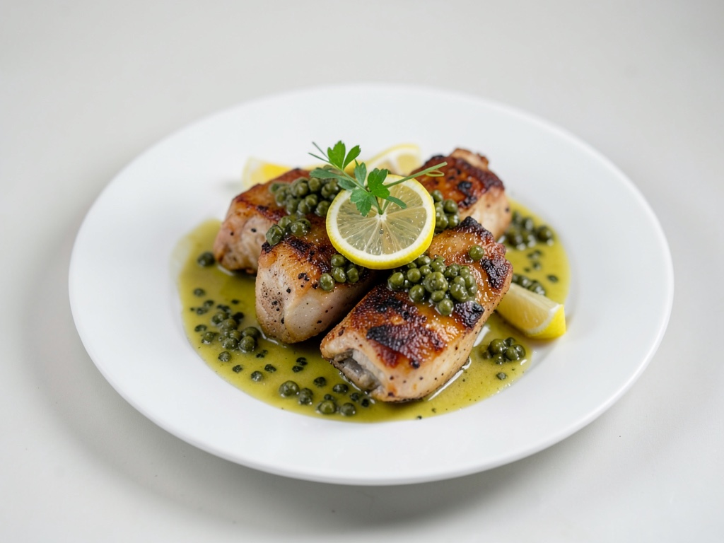 Cosce di pollo con salsa al limone e capperi