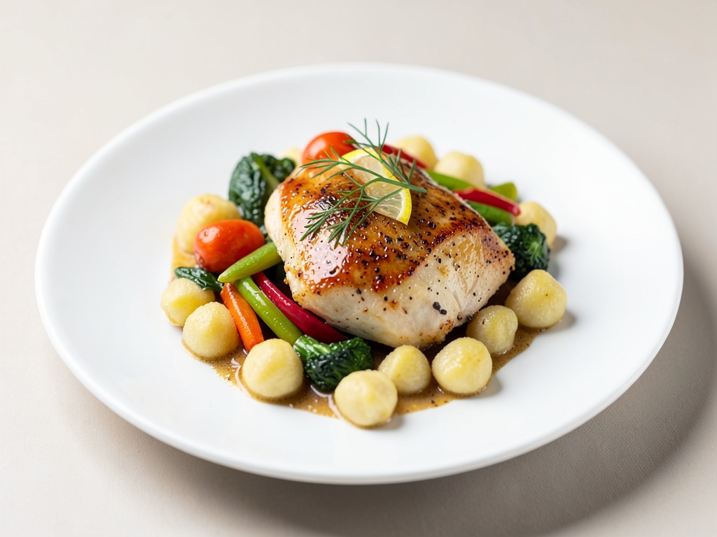 Pollo al limone con verdure toscane e gnocchi