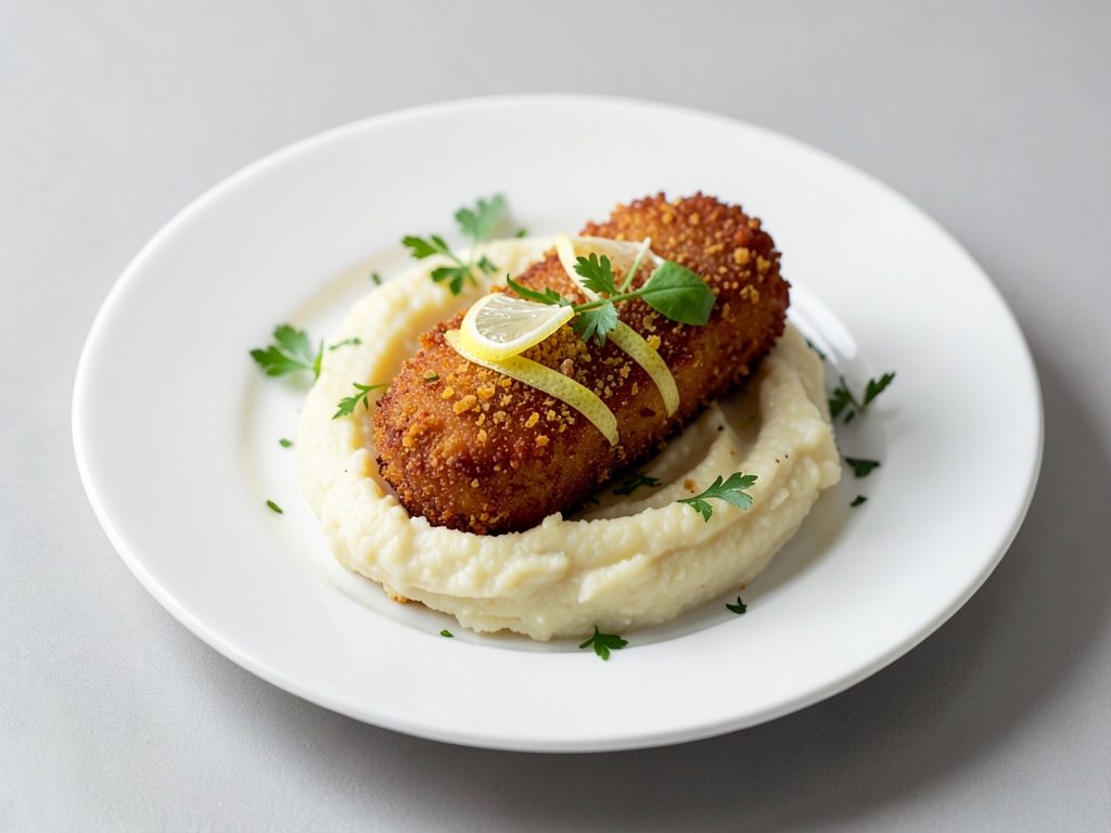 Schnitzel alla viennese con crosta al limone e purè di patate cremoso