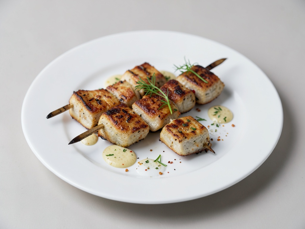 Brochetas de pescado con marinada de hierba limón