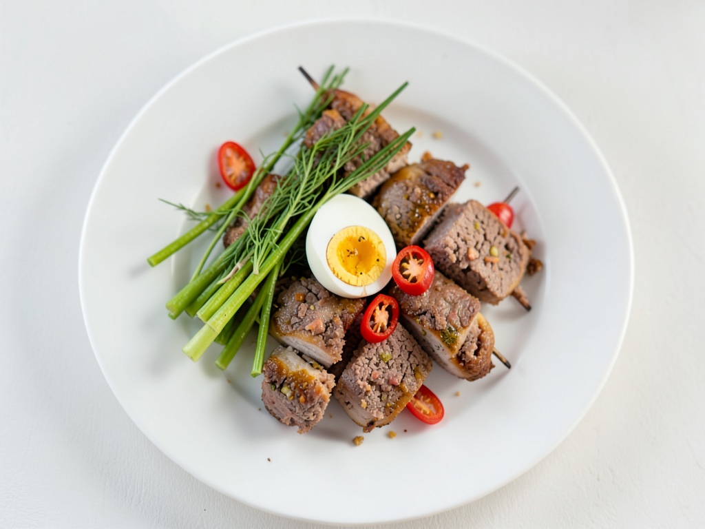 Boulettes de poulet avec brochettes de citronnelle