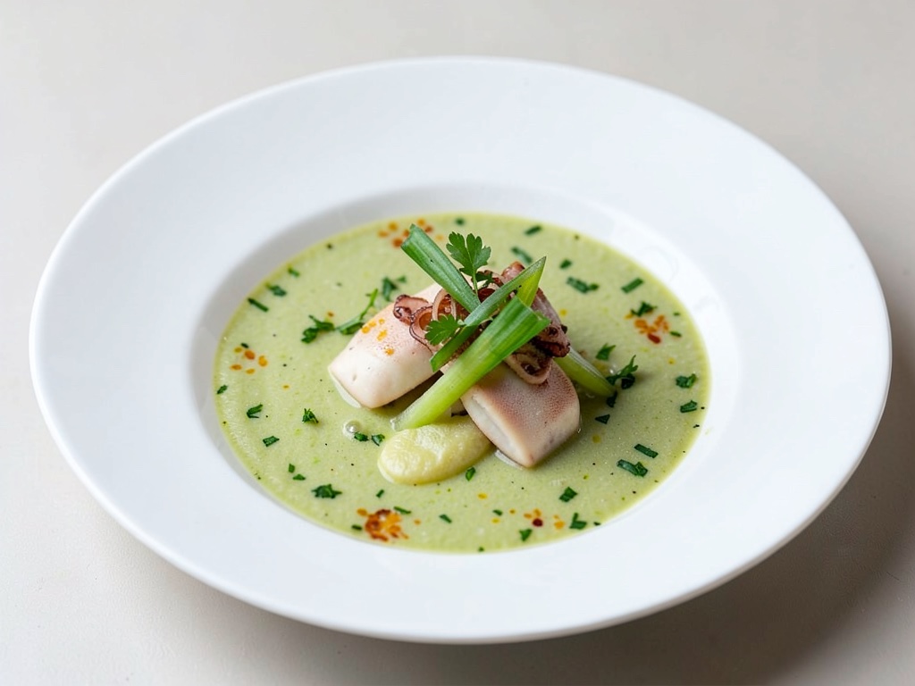 Zuppa fresca al citronella con filetto di pesce gatto