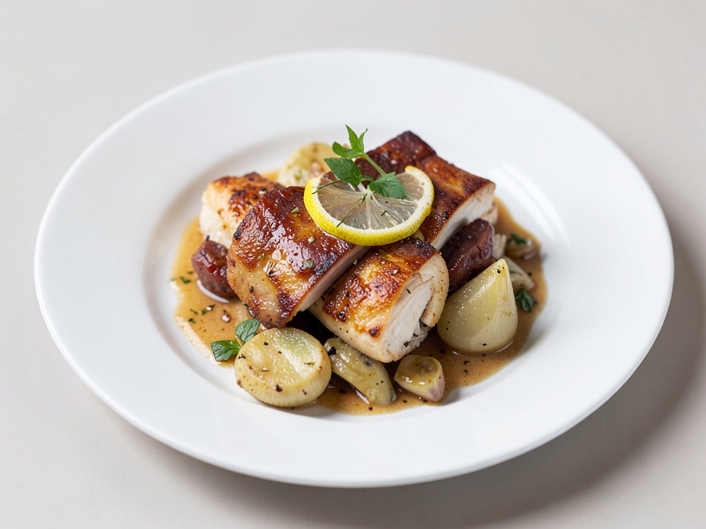 Pollo al limone con chorizo e aglio