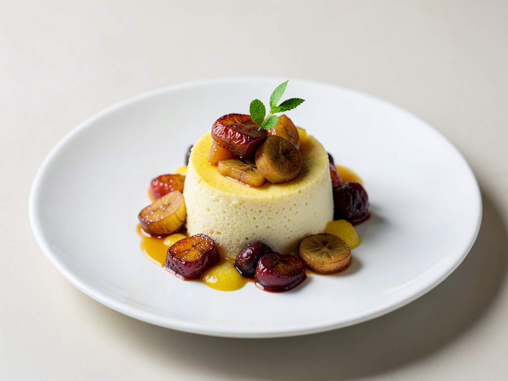 Mousse fresca al limone con frutti caramellati