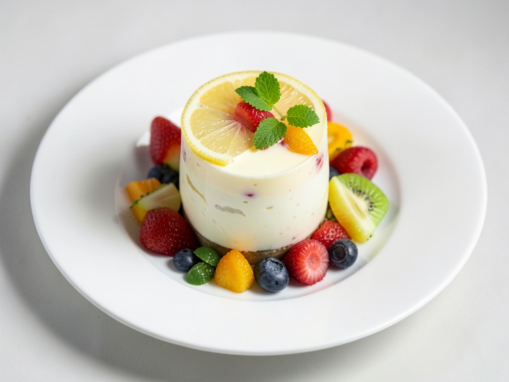 Zitronen-Parfait mit frischem Obst