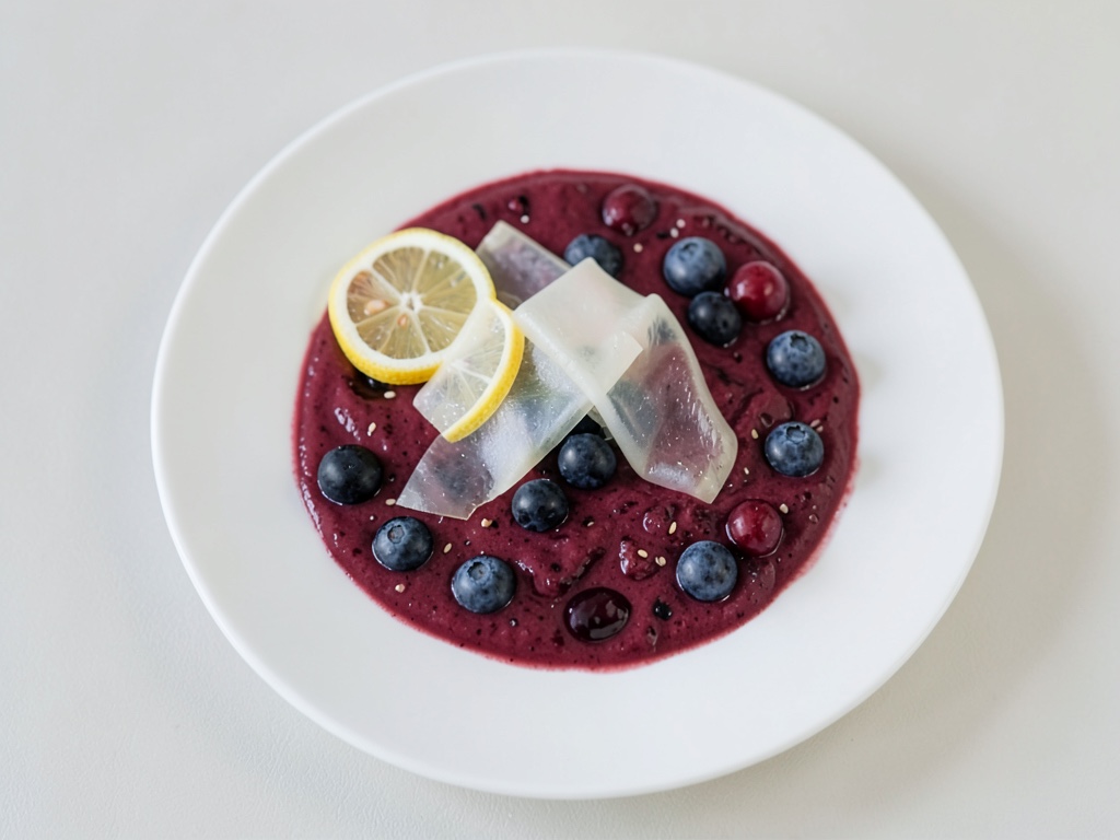 Zitronensorbet mit Beerensauce