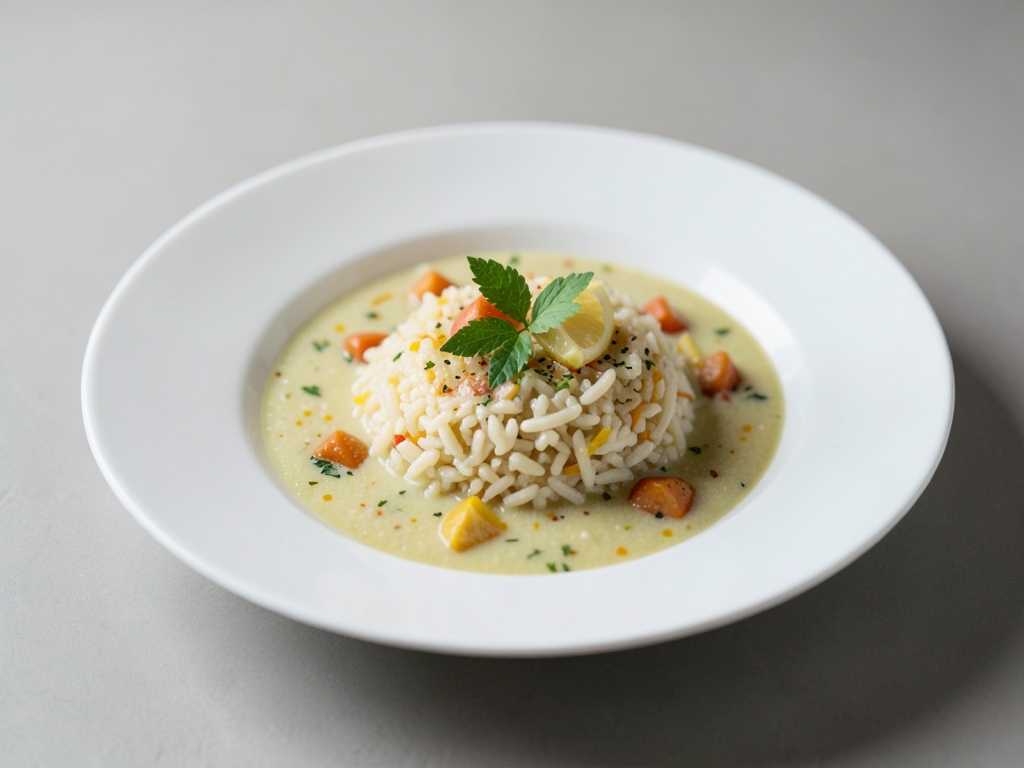 Sopa de arroz con limón soleada