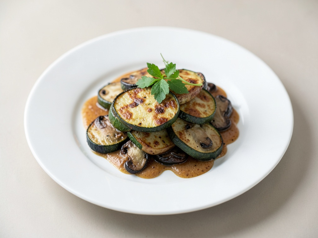 Padella con zucchine e funghi champignon