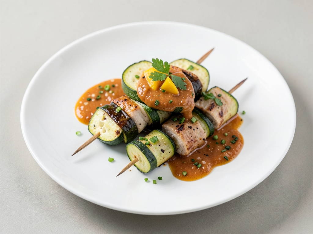 Spiedini di merluzzo e zucchine con chutney di mango